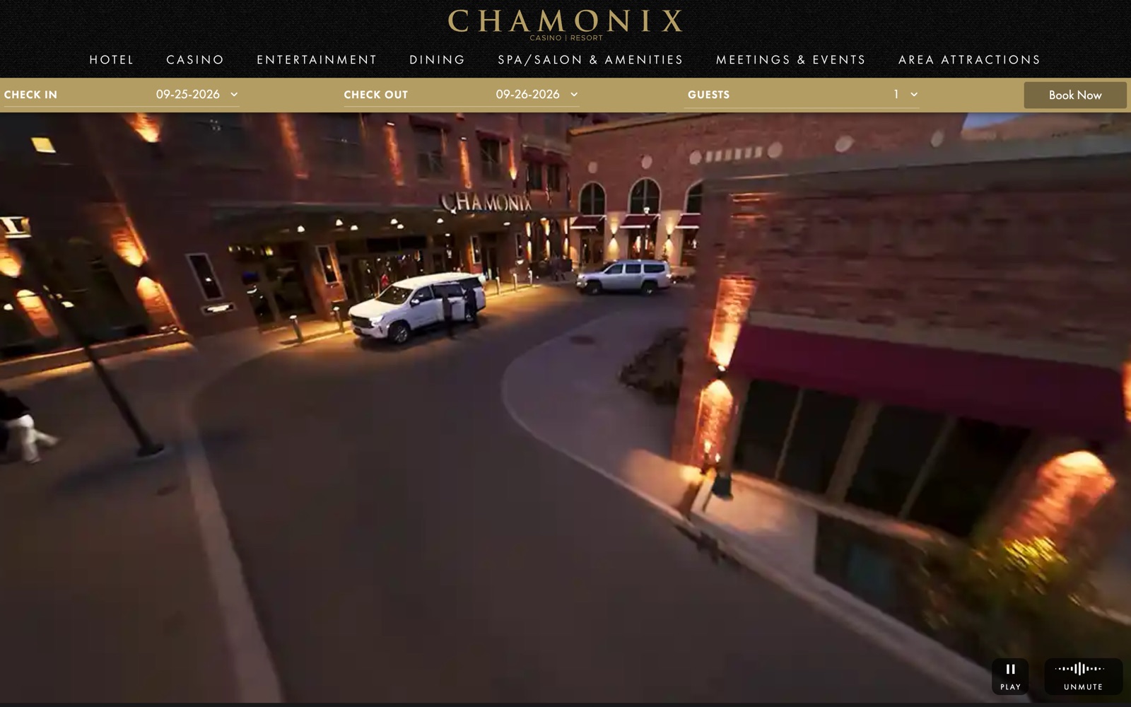 The Chamonix Casino Resort homepage