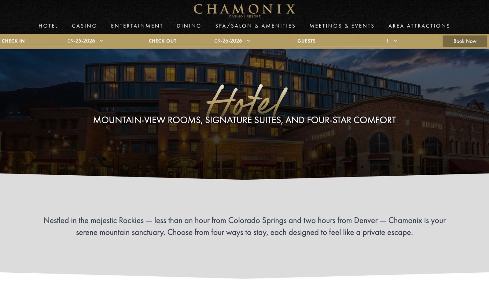 The Chamonix hotel page