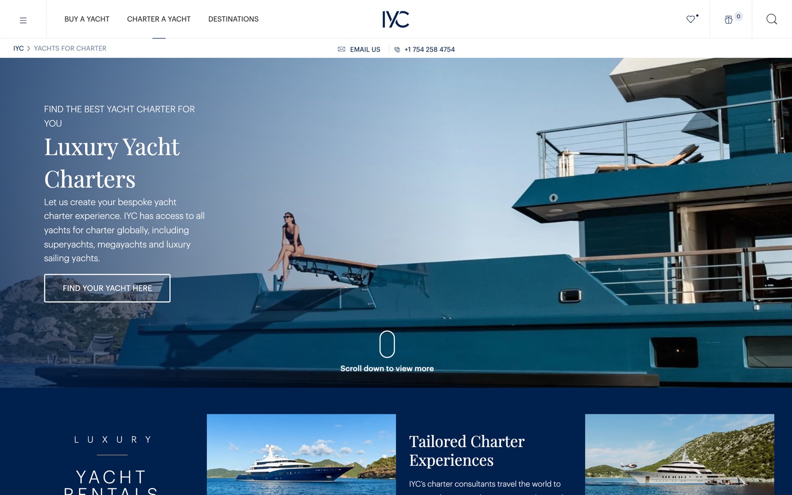 The IYC luxury yacht charters page