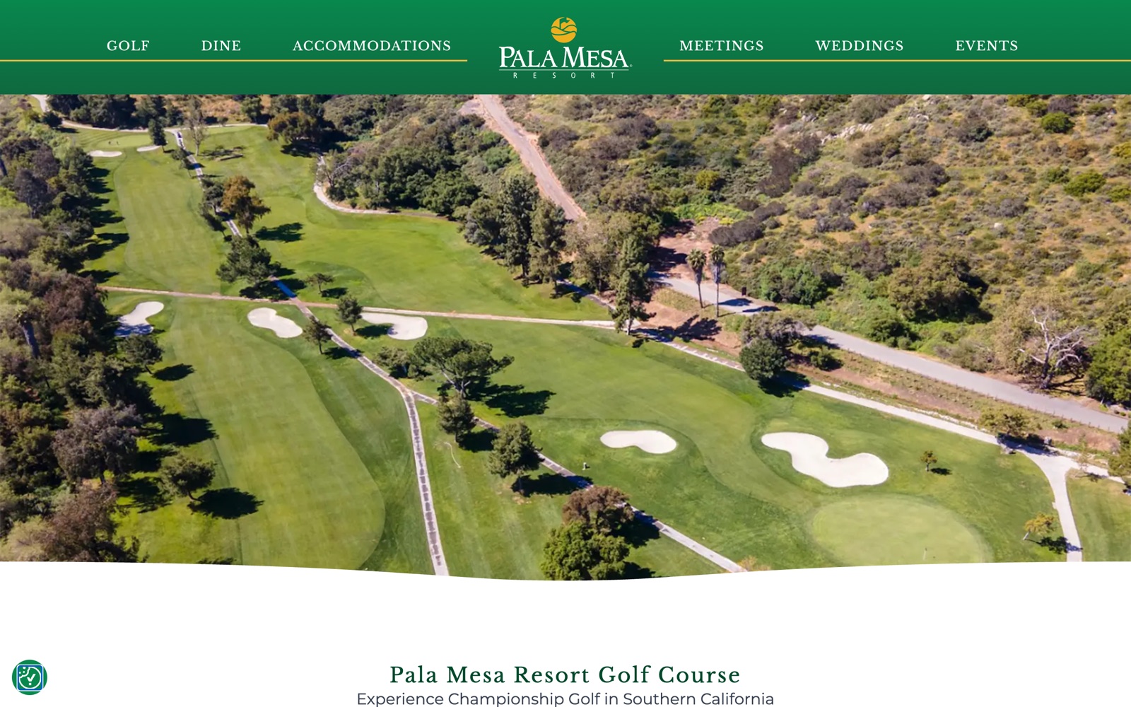 The Pala Mesa Resort golf page