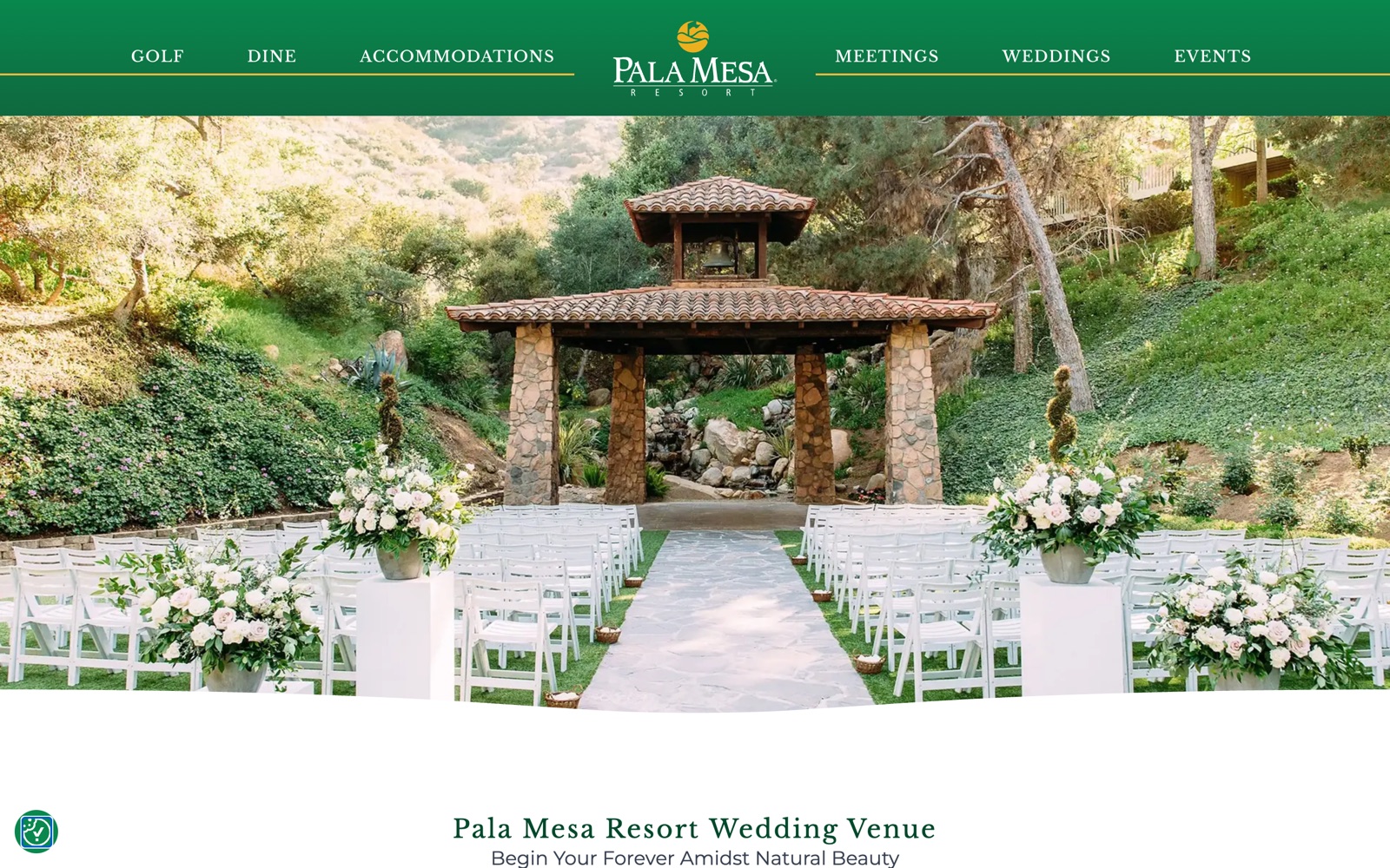 The Pala Mesa Resort weddings page